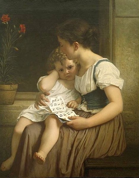 Wikioo.org - The Encyclopedia of Fine Arts - Painting, Artwork by Hugues Merle - The First Thorns Of Knowledge