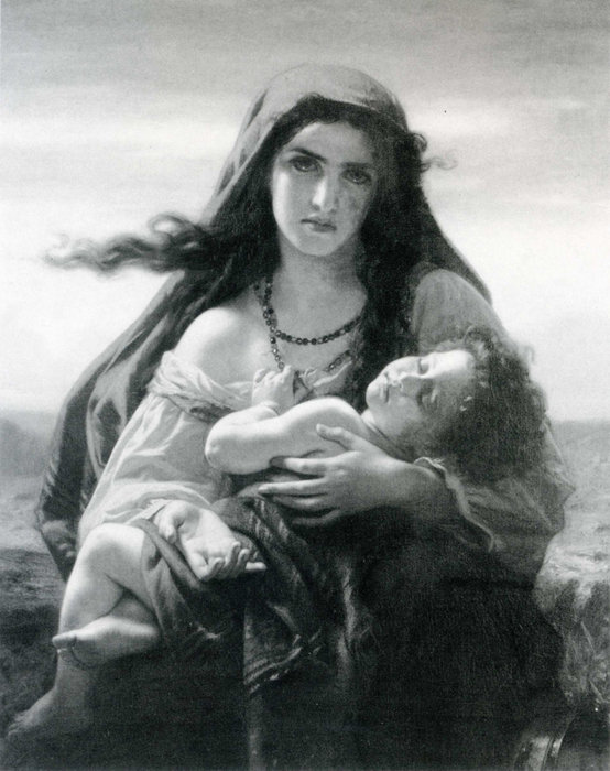 Wikioo.org - Die Enzyklopädie bildender Kunst - Malerei, Kunstwerk von Hugues Merle - The Gypsy Mutter