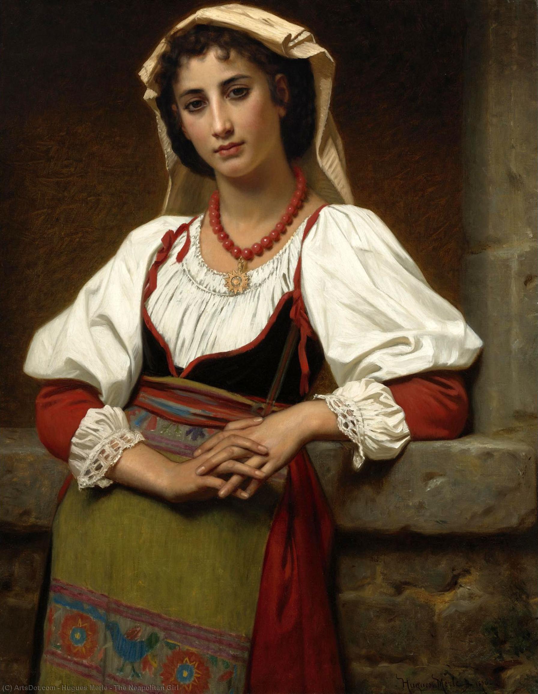 Wikioo.org - The Encyclopedia of Fine Arts - Painting, Artwork by Hugues Merle - The Neapolitan Girl