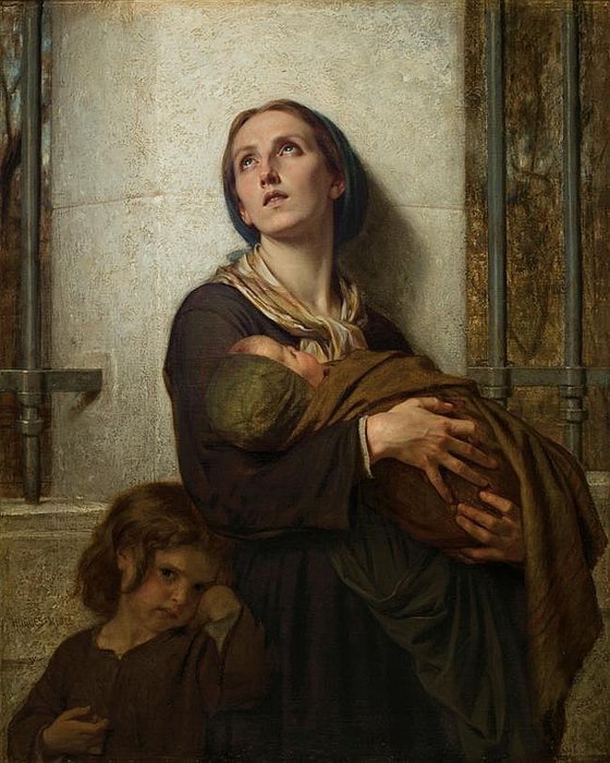 WikiOO.org - Encyclopedia of Fine Arts - Maleri, Artwork Hugues Merle - The Poor Mother