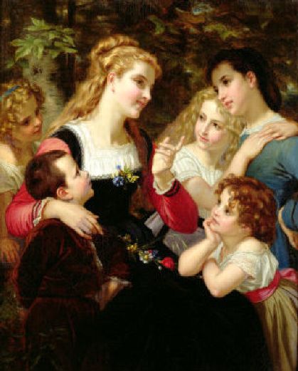 Wikioo.org - The Encyclopedia of Fine Arts - Painting, Artwork by Hugues Merle - The Storyteller