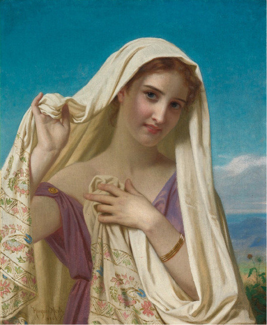 Wikioo.org - The Encyclopedia of Fine Arts - Painting, Artwork by Hugues Merle - Young Girl In A Veil