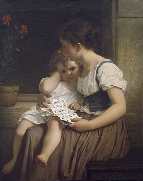 Wikioo.org - The Encyclopedia of Fine Arts - Painting, Artwork by Hugues Merle - Young Woman And Child