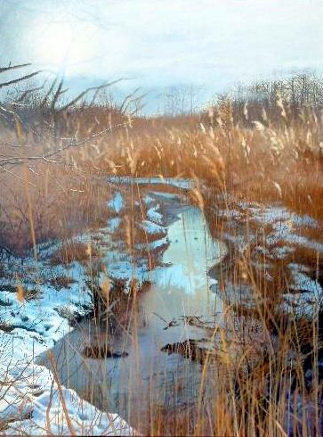 WikiOO.org - Encyclopedia of Fine Arts - Schilderen, Artwork Ian John Hornak - Bulrushes In Winter