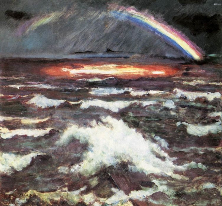 Wikioo.org - The Encyclopedia of Fine Arts - Painting, Artwork by Istvan Csok - Rainbow Over Lake Balaton