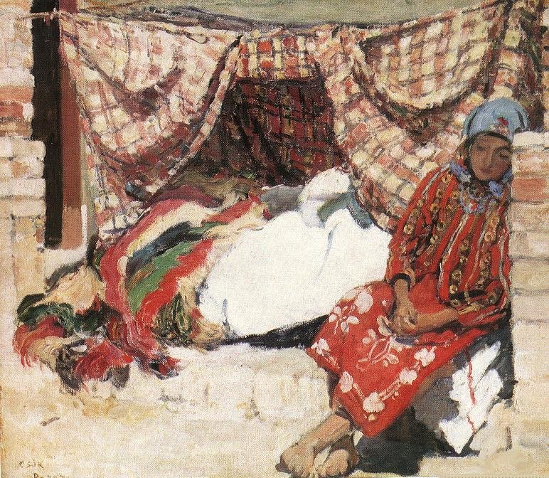 Wikioo.org - The Encyclopedia of Fine Arts - Painting, Artwork by Istvan Csok - Sleeping Shokatz Woman