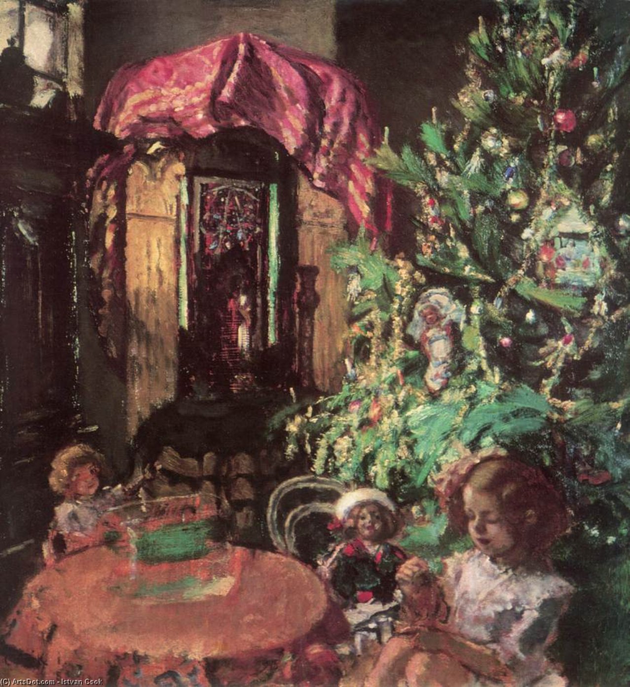 WikiOO.org - Енциклопедия за изящни изкуства - Живопис, Произведения на изкуството Istvan Csok - Züzü Under The Christmas Tree