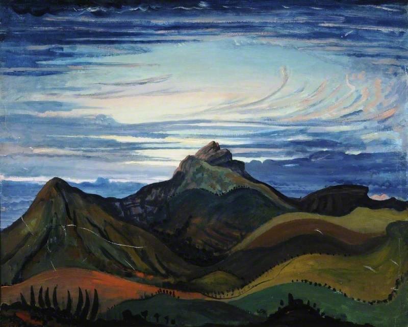 Wikioo.org - สารานุกรมวิจิตรศิลป์ - จิตรกรรม James Dickson Innes - Sunset In The Pyrenees
