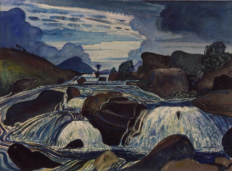 Wikioo.org - The Encyclopedia of Fine Arts - Painting, Artwork by James Dickson Innes - The Waterfall