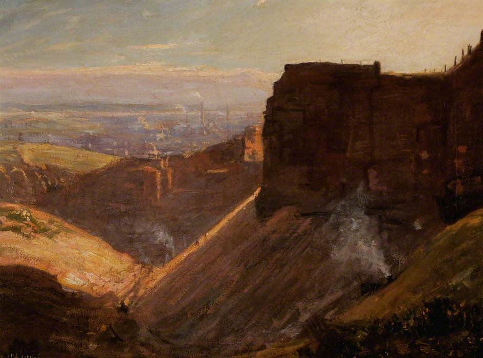 WikiOO.org - 백과 사전 - 회화, 삽화 James Dickson Innes - View Of Llanelli From The Furnace Quarry