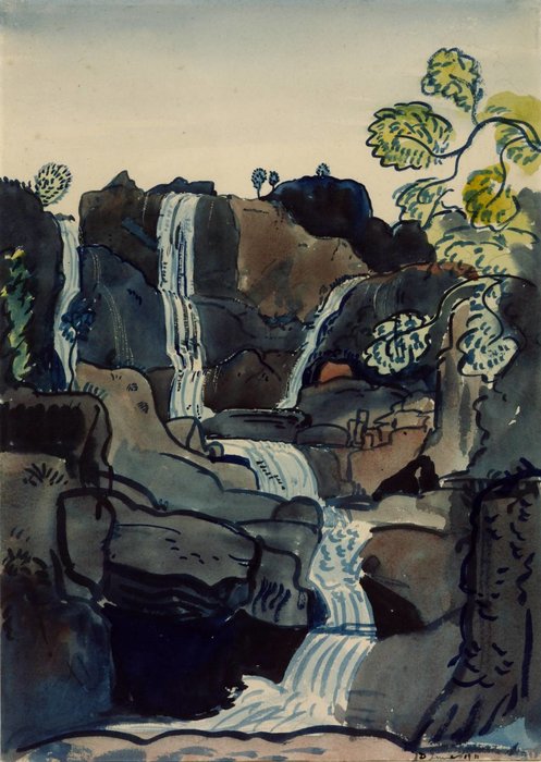 Wikioo.org - The Encyclopedia of Fine Arts - Painting, Artwork by James Dickson Innes - Waterfall