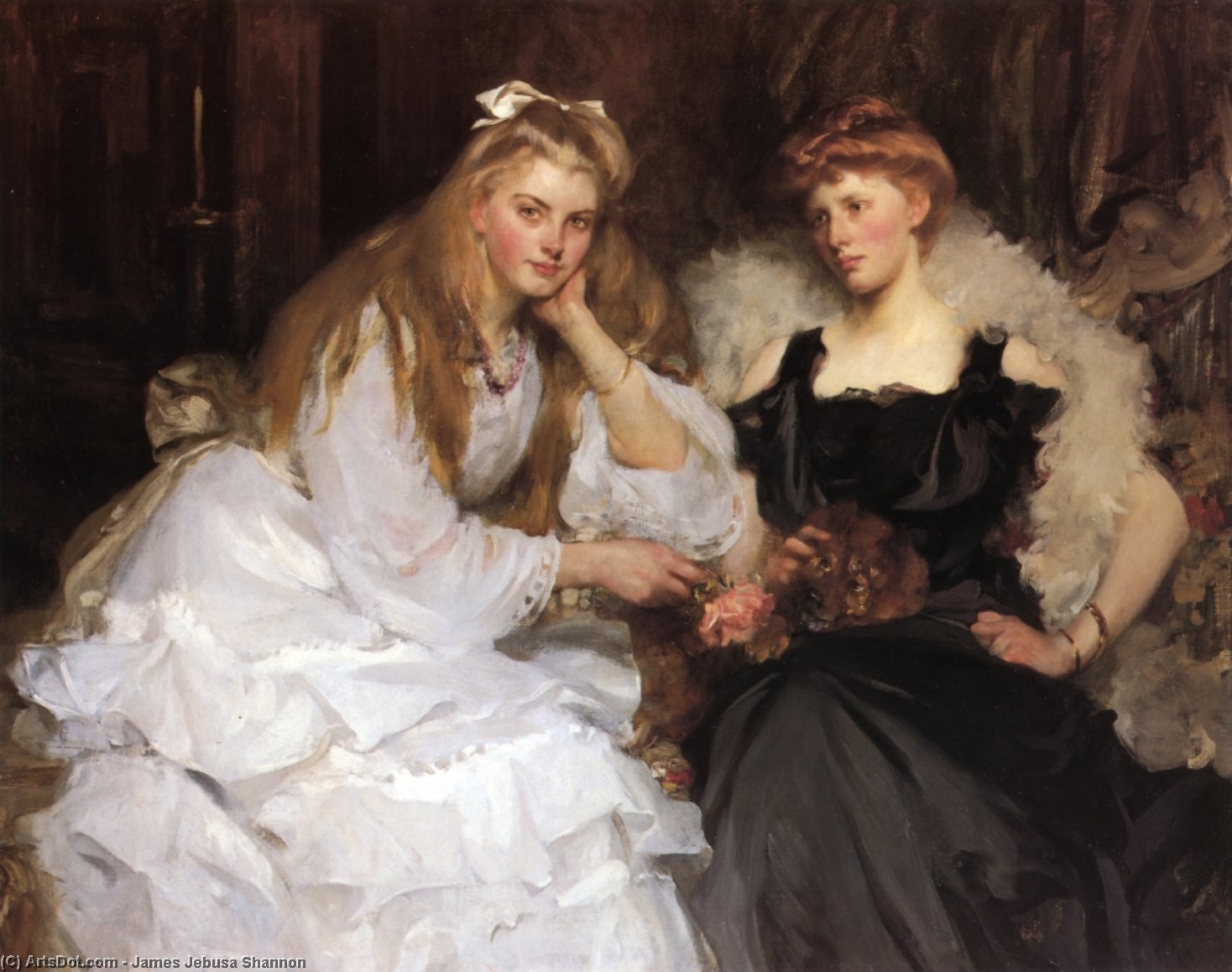 Wikioo.org - The Encyclopedia of Fine Arts - Painting, Artwork by James Jebusa Shannon - Lorna And Dorothy Bell, Daughters Of W. Heward Bell