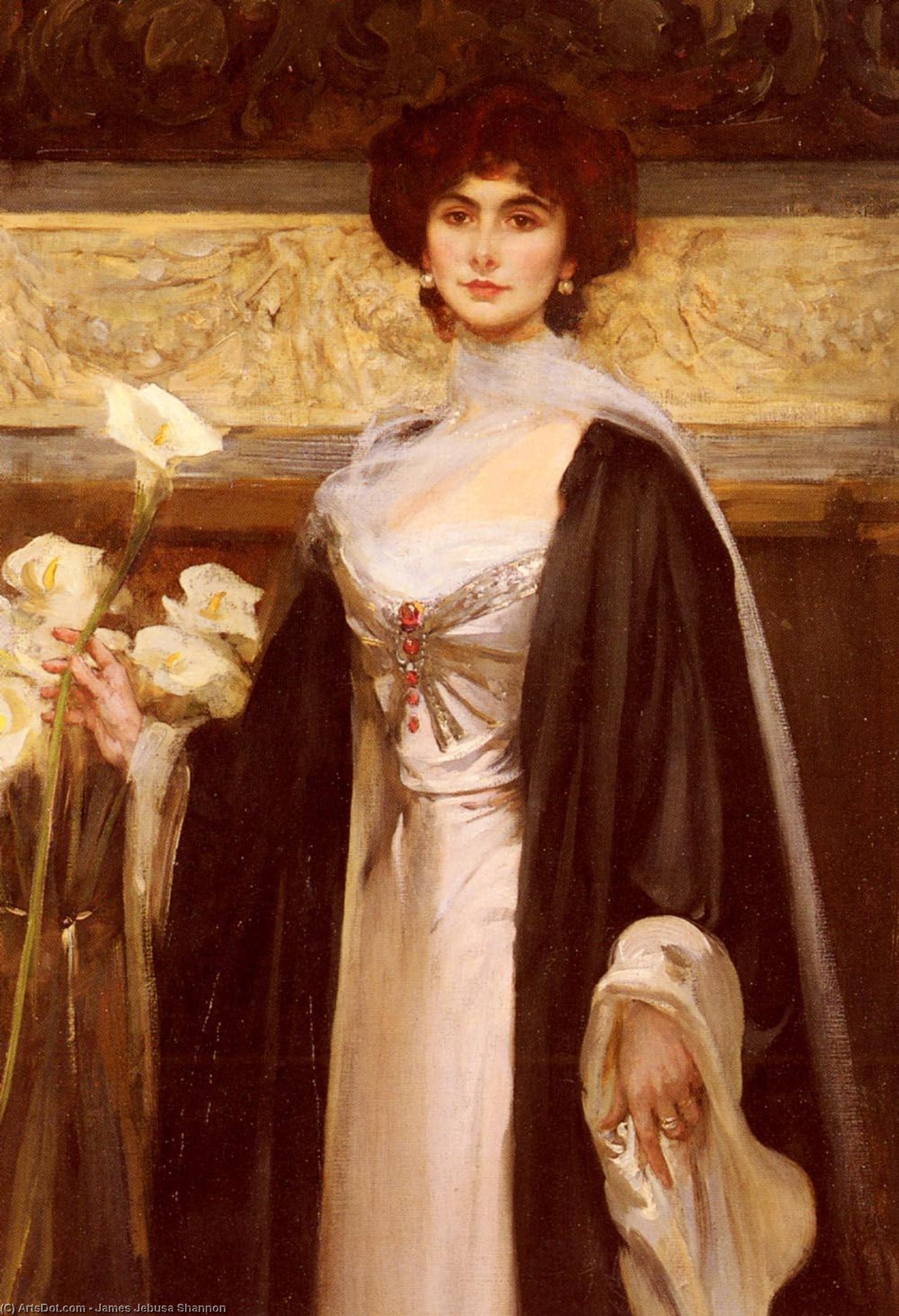Wikioo.org - The Encyclopedia of Fine Arts - Painting, Artwork by James Jebusa Shannon - Portrait Of Baroness Alfred De Meyer