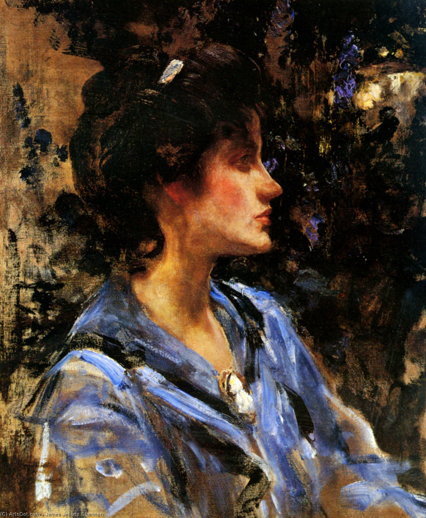 WikiOO.org - دایره المعارف هنرهای زیبا - نقاشی، آثار هنری James Jebusa Shannon - Young Woman In Blue