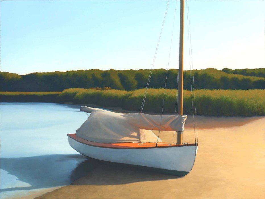 Wikioo.org - The Encyclopedia of Fine Arts - Painting, Artwork by James Netherlands - Catboat In A Tidal Stream