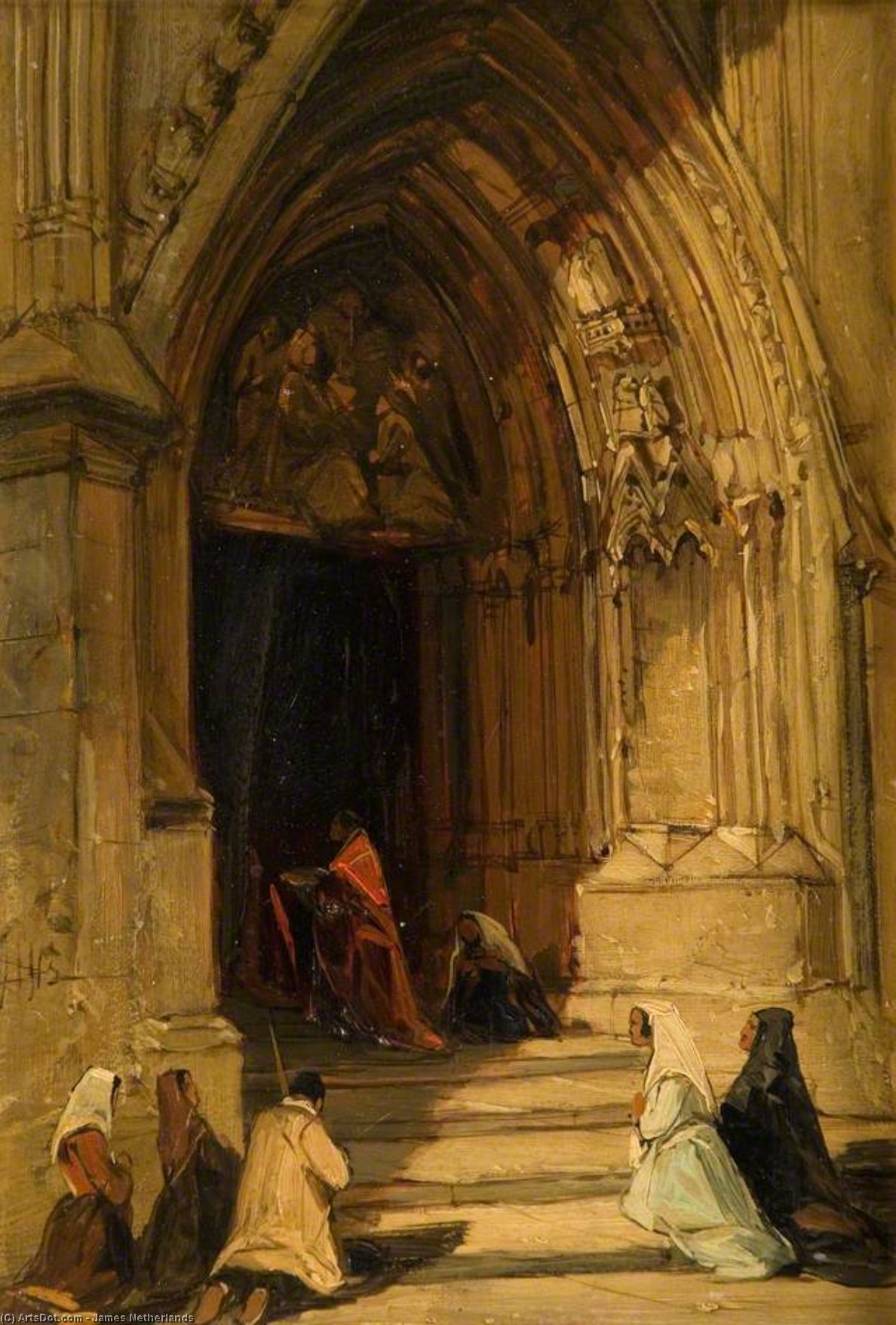 Wikioo.org - The Encyclopedia of Fine Arts - Painting, Artwork by James Netherlands - North Door, Notre Dame, Paris