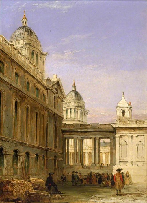 Wikioo.org - The Encyclopedia of Fine Arts - Painting, Artwork by James Netherlands - The King William Quadrangle, Greenwich Hospital