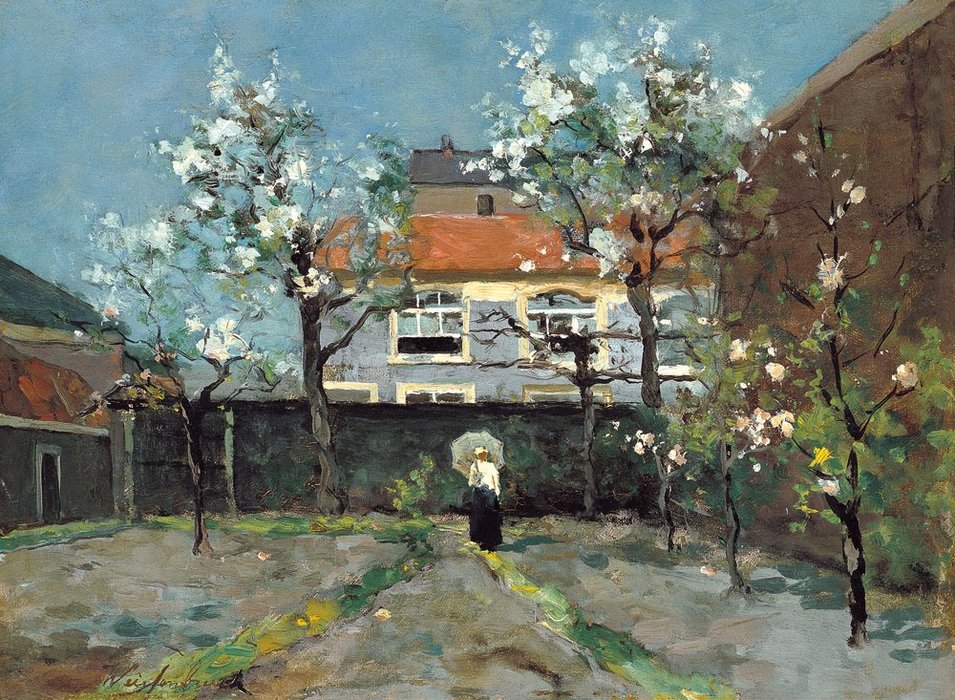 Wikioo.org - The Encyclopedia of Fine Arts - Painting, Artwork by Jan Weissenbruch - Back Garden At The Kazernestraat, The Hague