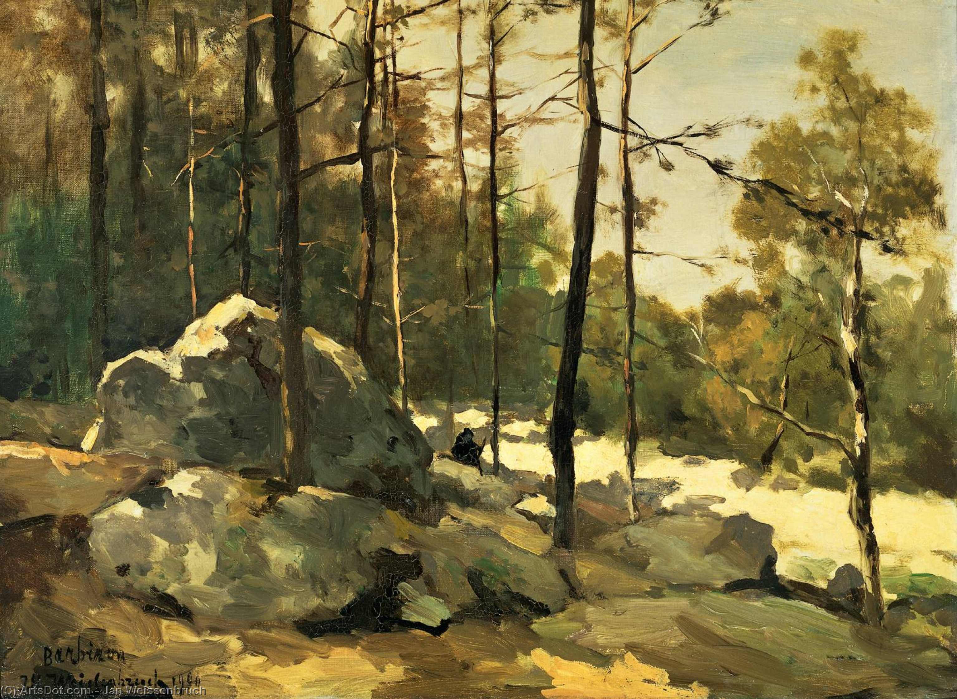 WikiOO.org - Εγκυκλοπαίδεια Καλών Τεχνών - Ζωγραφική, έργα τέχνης Jan Weissenbruch - Forest View Near Barbizon