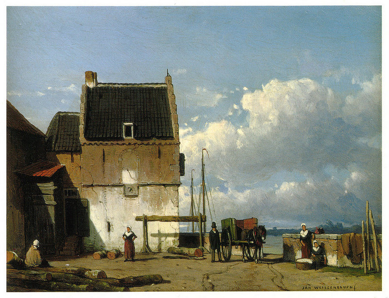 Wikioo.org - The Encyclopedia of Fine Arts - Painting, Artwork by Jan Weissenbruch - View Of The Old Harbour And Bottelpoort In Nijmegen