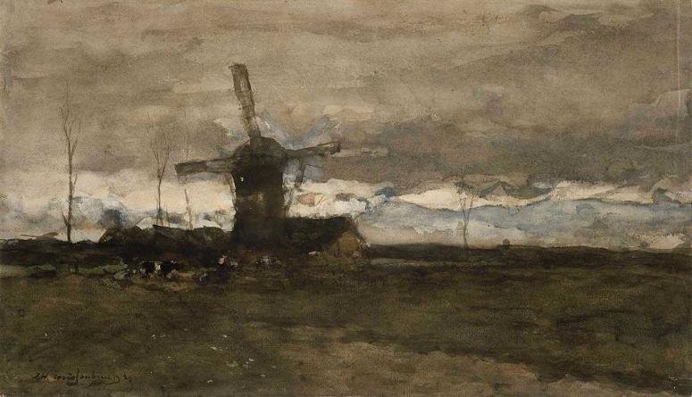 WikiOO.org - Encyclopedia of Fine Arts - Malba, Artwork Jan Weissenbruch - Windmill In Holland