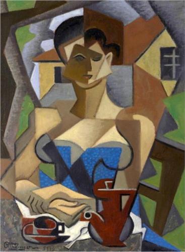Wikioo.org - The Encyclopedia of Fine Arts - Painting, Artwork by Jean Dominique Antony Metzinger - Femme Assise, En Robe Bleue