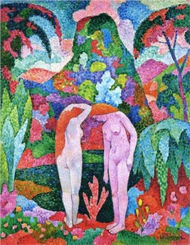 Wikioo.org - Bách khoa toàn thư về mỹ thuật - Vẽ tranh, Tác phẩm nghệ thuật Jean Dominique Antony Metzinger - Two Nudes In An Exotic Landscape