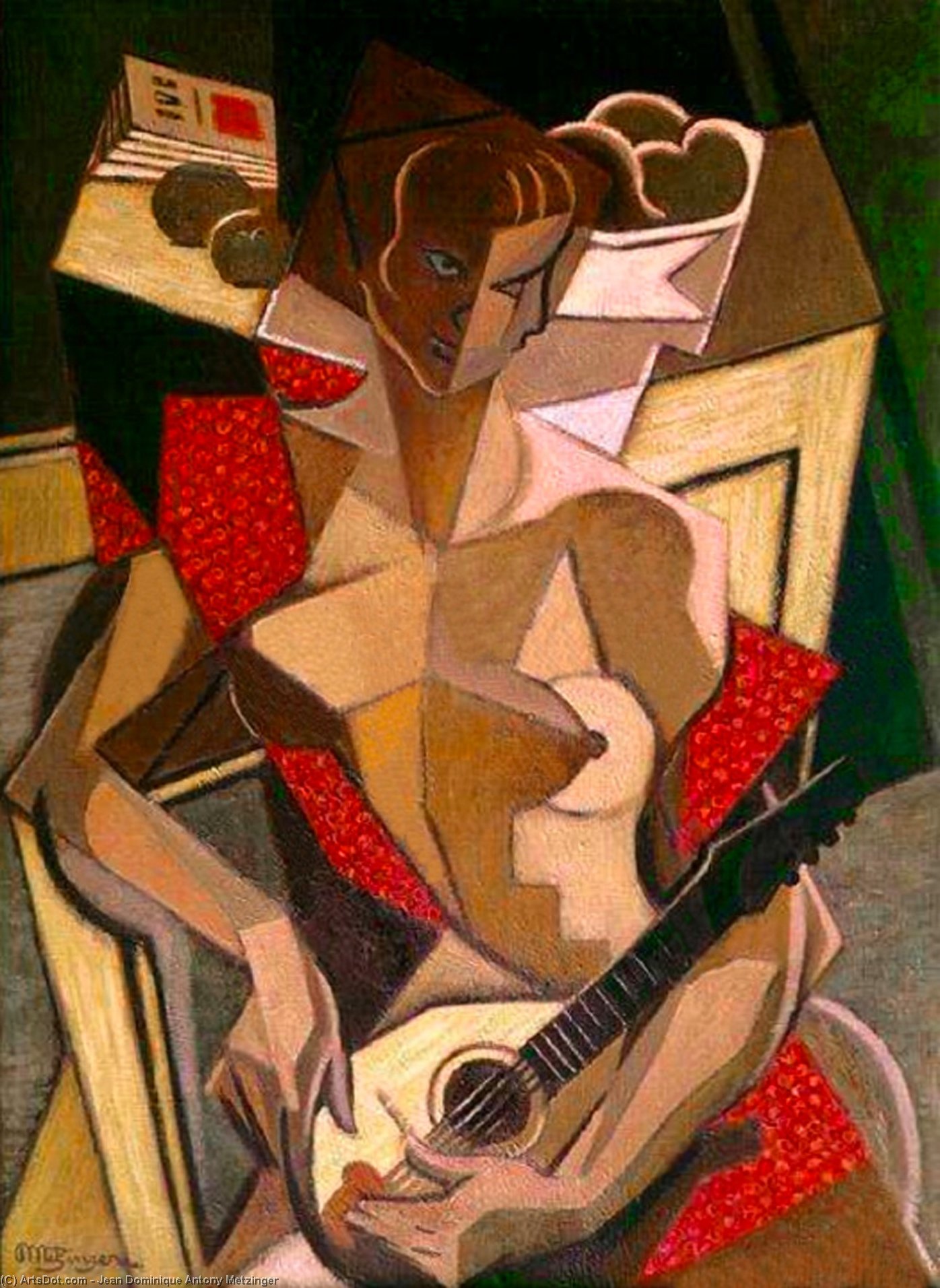 WikiOO.org - Enciclopedia of Fine Arts - Pictura, lucrări de artă Jean Dominique Antony Metzinger - Woman With A Mandolin