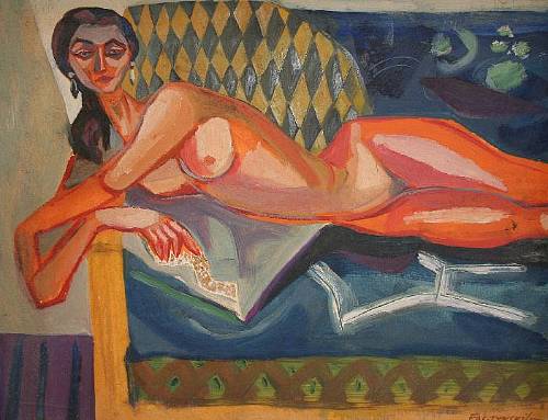Wikioo.org - The Encyclopedia of Fine Arts - Painting, Artwork by Jerzy Faczynski - Reclining Female Nude