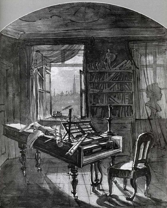 Wikioo.org - The Encyclopedia of Fine Arts - Painting, Artwork by Johann Nepomuk Hoechle - Beethoven's Room