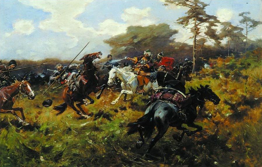 Wikoo.org - موسوعة الفنون الجميلة - اللوحة، العمل الفني Jozef Brandt - Battle Against Tatars