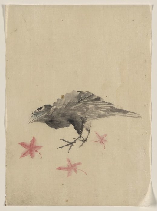 Wikoo.org - موسوعة الفنون الجميلة - اللوحة، العمل الفني Katsushika Hokusai - A Bird, Possibly Crow Or Raven, Facing Left
