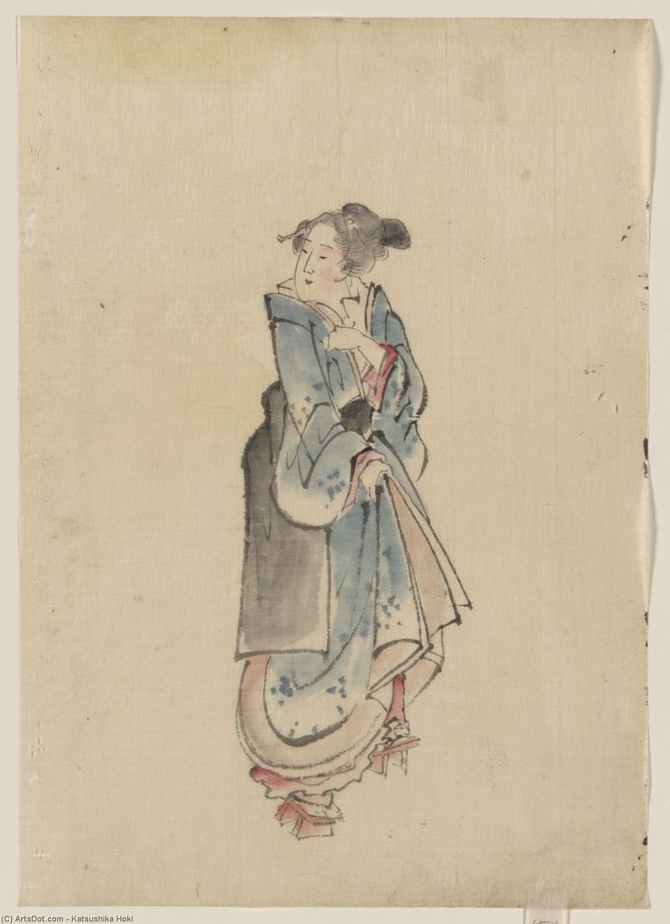WikiOO.org - Encyclopedia of Fine Arts - Maľba, Artwork Katsushika Hokusai - A Woman Walking To The Right