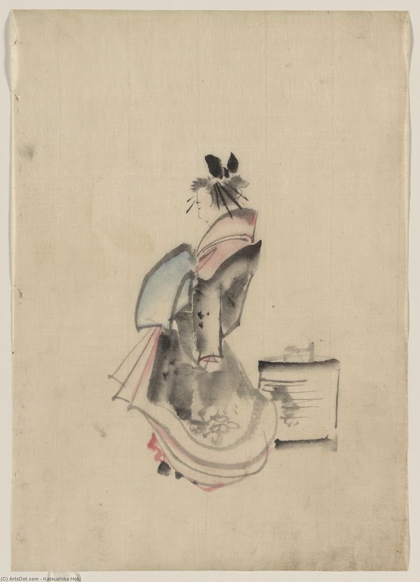 WikiOO.org - Enciklopedija likovnih umjetnosti - Slikarstvo, umjetnička djela Katsushika Hokusai - A Woman, Possibly A Courtesan, Full-length, Standing, Facing Left