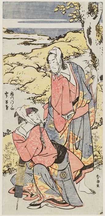 WikiOO.org – 美術百科全書 - 繪畫，作品 Katsushika Hokusai - 演员市川Monnosuke II和山下Mangiku