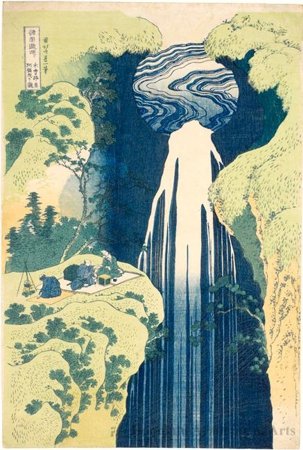 Wikioo.org – L'Enciclopedia delle Belle Arti - Pittura, Opere di Katsushika Hokusai - Amida-ga-taki Cascata sul Kiso Strada