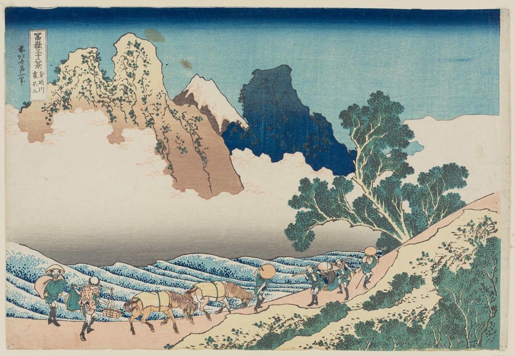 Wikioo.org - The Encyclopedia of Fine Arts - Painting, Artwork by Katsushika Hokusai - Back View Of Fuji From The Minobu River