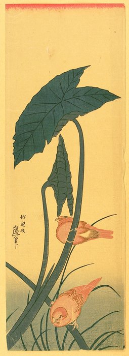 WikiOO.org - Encyclopedia of Fine Arts - Maalaus, taideteos Katsushika Hokusai - Bird And Plant