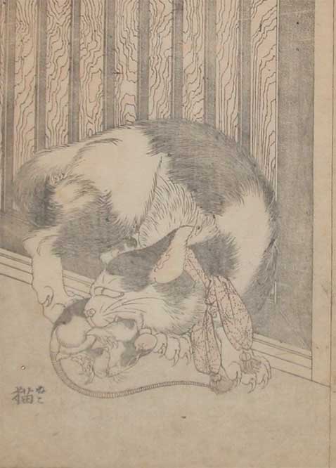 WikiOO.org - Encyclopedia of Fine Arts - Malba, Artwork Katsushika Hokusai - Cat And Mouse