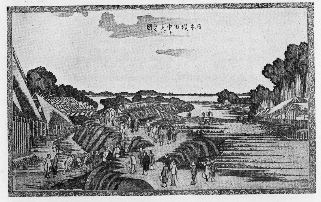 WikiOO.org - Encyclopedia of Fine Arts - Maalaus, taideteos Katsushika Hokusai - Charts Embankment Tanaka Of Japan