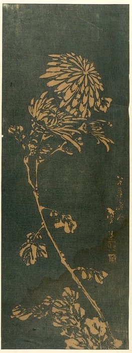 Wikioo.org - The Encyclopedia of Fine Arts - Painting, Artwork by Katsushika Hokusai - Chrysanthemum Spray