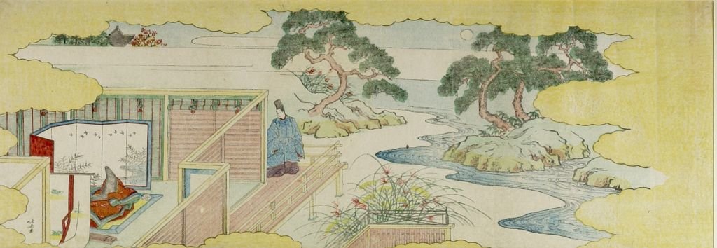 Wikioo.org - Bách khoa toàn thư về mỹ thuật - Vẽ tranh, Tác phẩm nghệ thuật Katsushika Hokusai - Courtier Standing Outside Woman's Chamber
