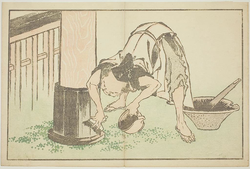 Wikioo.org - The Encyclopedia of Fine Arts - Painting, Artwork by Katsushika Hokusai - Craftsman Working On Temple