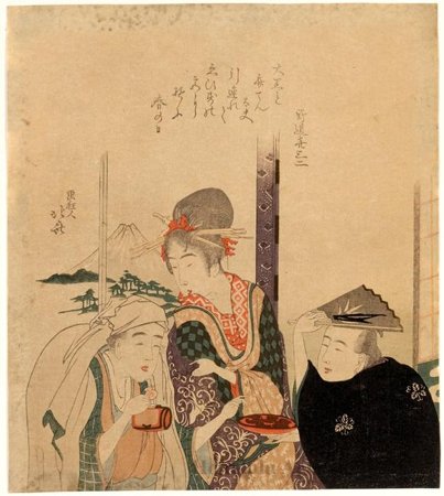 Wikioo.org - The Encyclopedia of Fine Arts - Painting, Artwork by Katsushika Hokusai - Daikoku And Beten Deities With Beauty