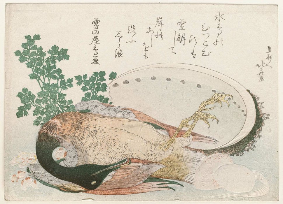 WikiOO.org – 美術百科全書 - 繪畫，作品 Katsushika Hokusai - 死野鸭，石决明，炖配料