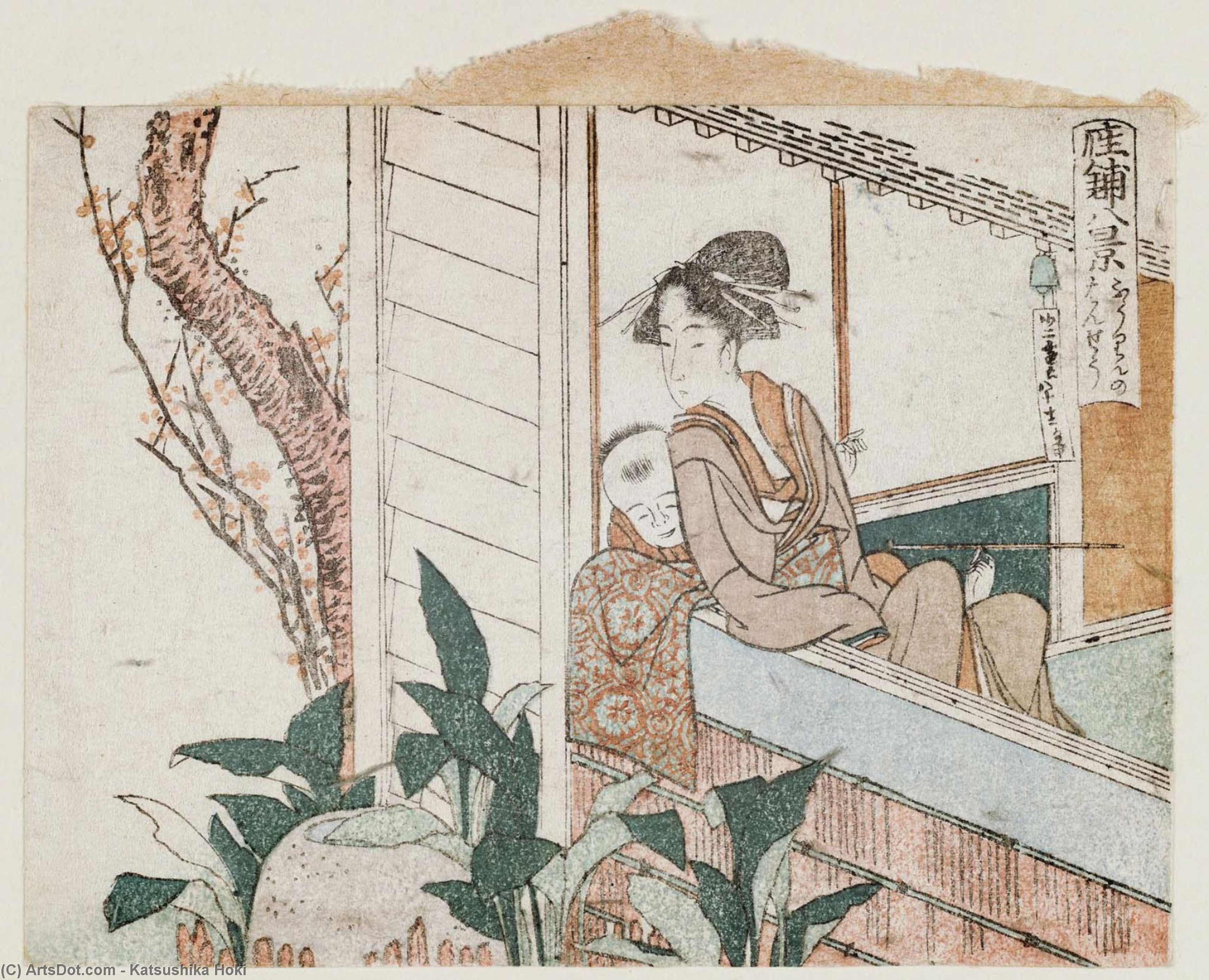 Wikioo.org - สารานุกรมวิจิตรศิลป์ - จิตรกรรม Katsushika Hokusai - Evening Bell Of The Wind Chime
