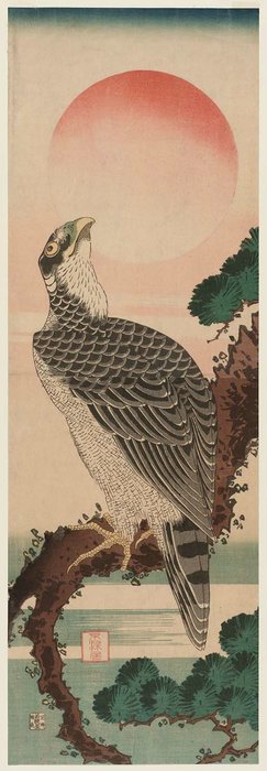 Wikoo.org - موسوعة الفنون الجميلة - اللوحة، العمل الفني Katsushika Hokusai - Falcon And Sun