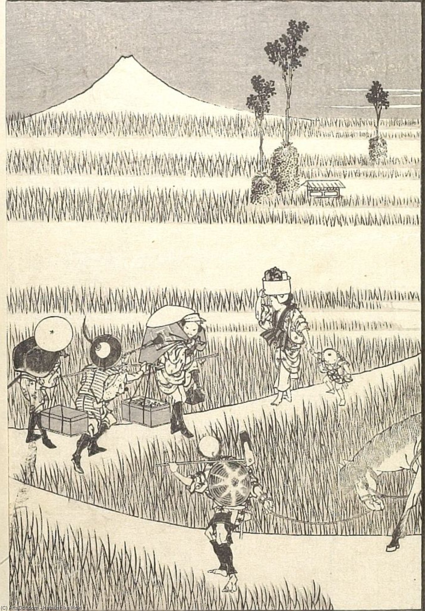 WikiOO.org - Encyclopedia of Fine Arts - Schilderen, Artwork Katsushika Hokusai - Fuji In A Good Harvest