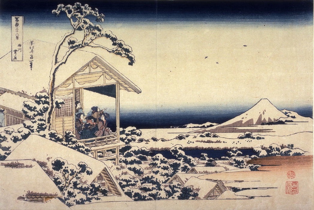 WikiOO.org - Encyclopedia of Fine Arts - Malba, Artwork Katsushika Hokusai - Fuji On A Snowy Morning From Koishikawa