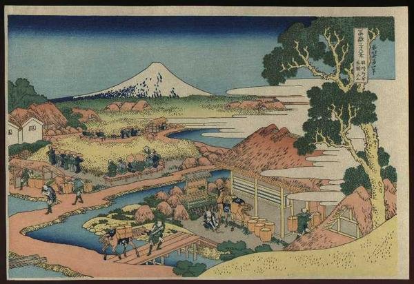 Wikioo.org - The Encyclopedia of Fine Arts - Painting, Artwork by Katsushika Hokusai - Fuji Viewed From The Tea Plantation